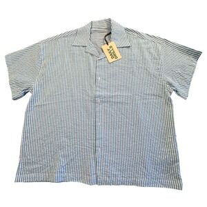 Daily Drills Blue and White Striped Button Down Shirt